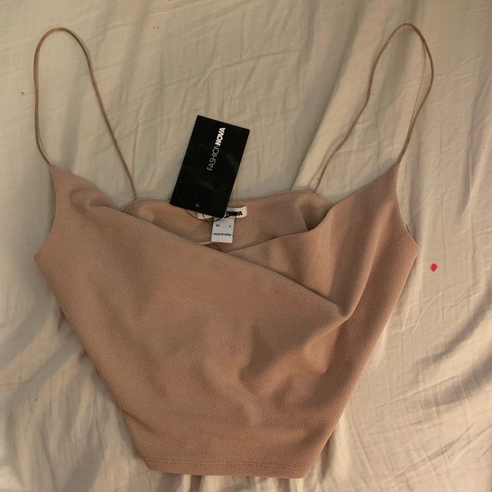 Fashion nova crop cow neck top size small